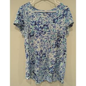 Lilly Pulitzer Etta V-neck Cotton Top In Paisley Lion Size Large